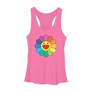 Adult Design By Humans Daisy Flower Rainbow Pride By PINHEAD66 Racerback Tank Top - 1 of 2