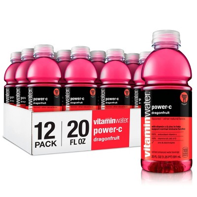 Vitaminwater Power-C Electrolyte Enhanced Water Wvitamins, Dragonfruit Drinks - 20 Fl Oz (Pack Of 12)