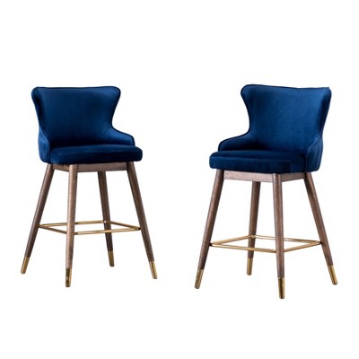 NicBex Dining Chairs Set of 2 Upholstered Chair Counter Height Wingback Stool with Solid Wood Frame for Kitchen, Beige