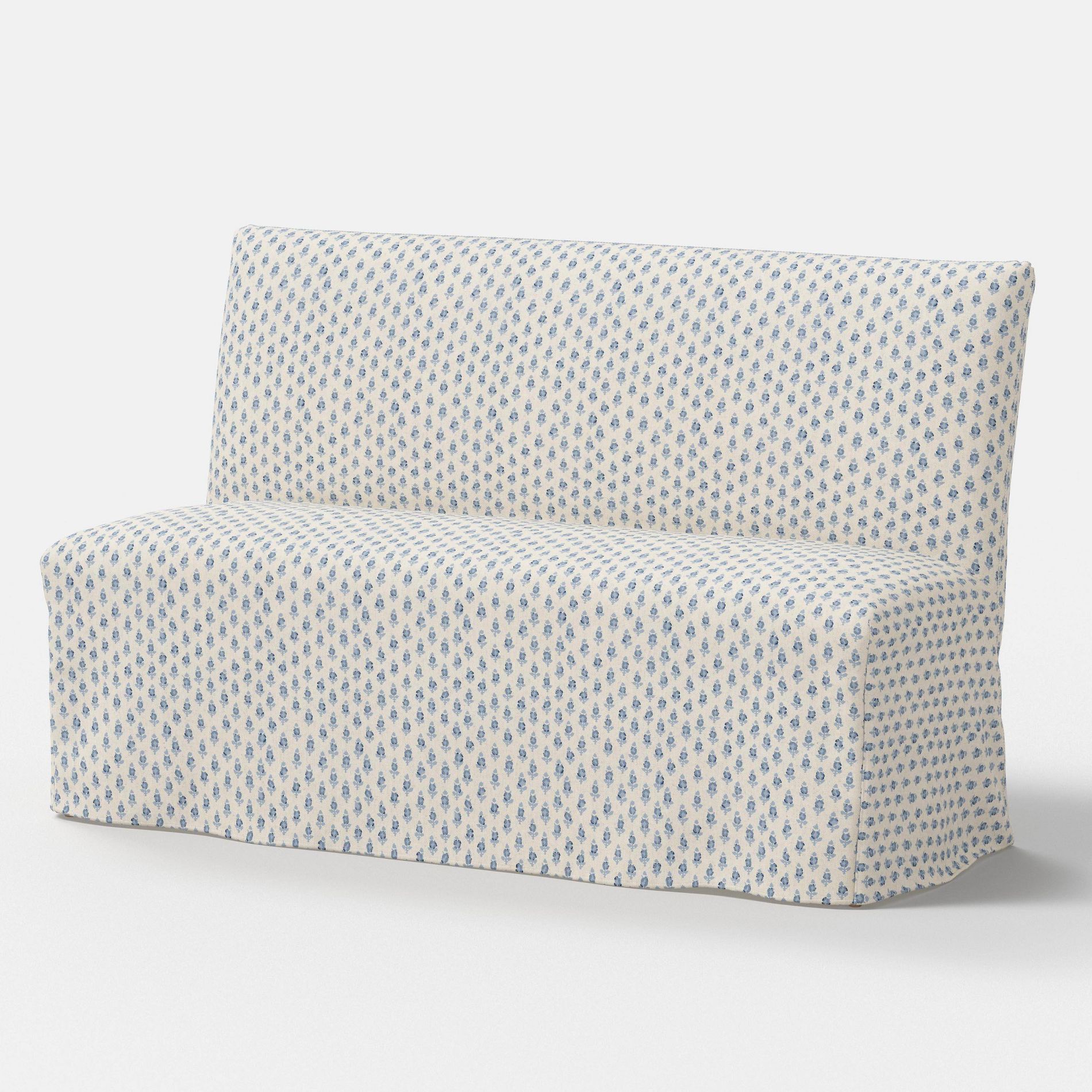 57" Jean Slipcovered Dining Banquette Bagru Block Blue - Threshold™