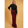 Slickblue Women's Wide Leg Pants, High Waist Dress Style with Buttons, 100% Polyester, Pomegranate/Denim, Size S-L - 3 of 4