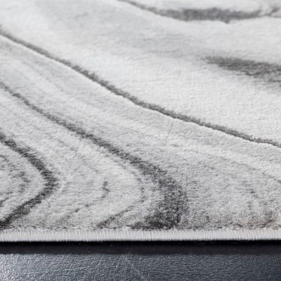 Elysian Swirls Abstract Runner Rug in Grey & Silver, 2'3" x 6'