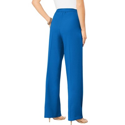 Roaman's Women's Plus Size Petite Wide-leg Bend Over Pant - 24 Wp, Blue :  Target