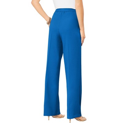 Roaman's Women's Plus Size Wide-Leg Bend Over® Pant, 34 W - Vivid Blue