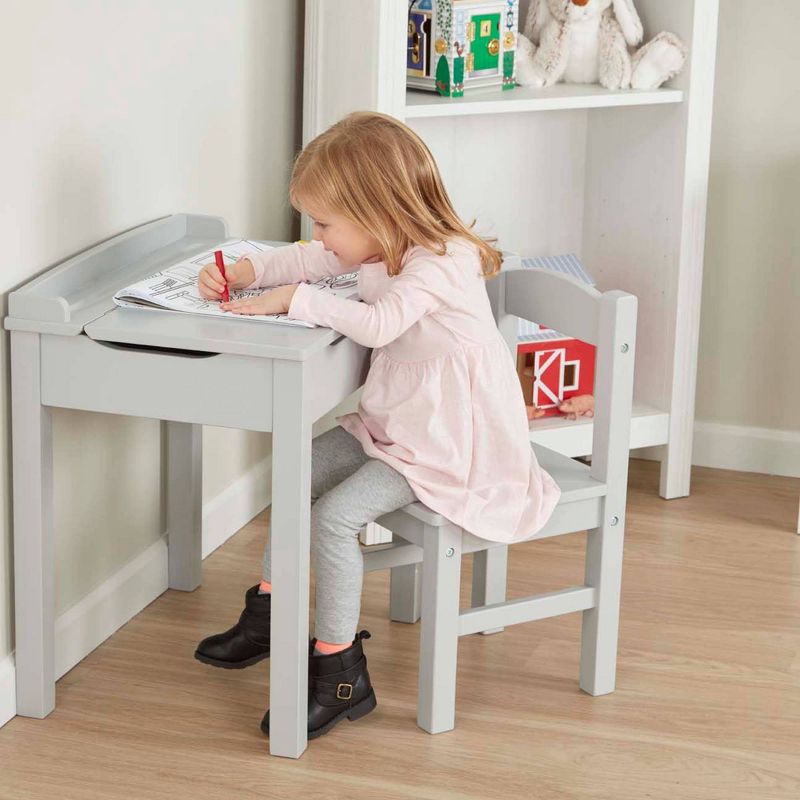 Melissa &#38; Doug Wooden Child&#39;s Lift-Top Desk and Chair - Gray, 3 of 12