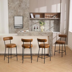 27” Boucle Counter Stools, Upholstered Bar Chairs with Backrest and Metal Legs for Kitchen Island - 1 of 4