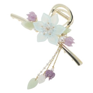 Unique Bargains Fashion Flower Hair Clips Gold Tone Colorful 1 Pc - 1 of 4