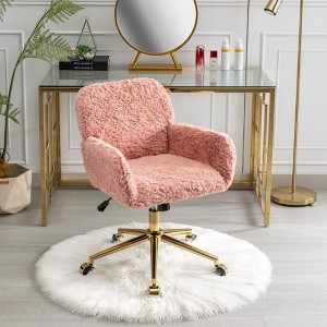 ALEXOUN Cute Faux Fur Swivel  Home Office Chair,Upholstered Vanity Chair for Girls & Kids,Height Adjustable and Tiltable,for Office,Small Space - 1 of 4