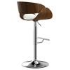 Mid-Century Modern Vegan Faux Leather Adjustable Swivel Barstool with Padded Seat, Bentwood Frame, and Chrome Base for Kitchen or Bar Area - 4 of 4