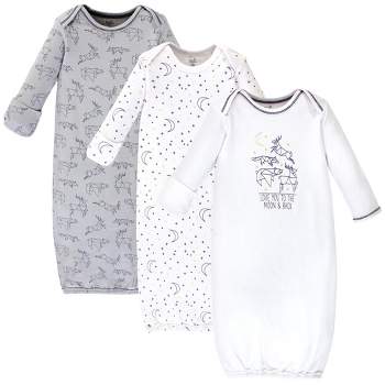 Touched by Nature Baby Boy Organic Cotton Long-Sleeve Gowns 3pk, Constellation, 0-6 Months