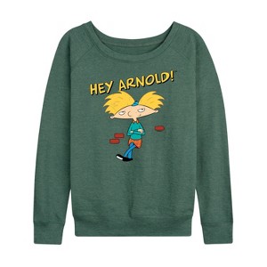 Women's - Hey Arnold! - Cool Arnold Lightweight French Terry Wide Neck Long Sleeve Shirt - 1 of 4