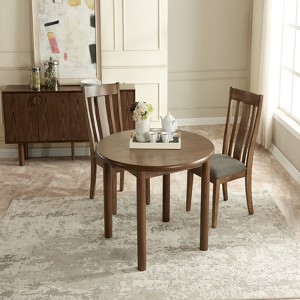 GlasFlength Desks Round Dining Table, Retro Kitchen Table, Dinner Room Table for Home Kitchen Restaurant Living Room, Brown, 42"*42"*30" - 1 of 4