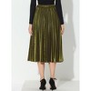 Allegra K Women's Vintage High Elastic Waist Velvet Pleated Flowy Swing Midi Skirt - 4 of 4