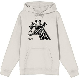 Sup? Giraffe with Sunglasses Adult Long Sleeve Hoodie - 1 of 2