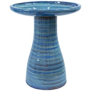 Sunnydaze Outdoor Weather-Resistant Garden Patio Simply Elegant High-Fired Smooth Ceramic Hand-Painted Bird Bath - 1 of 4