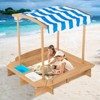 Safstar Kids Large Wooden Sandbox w/ 2 Bench Seats Outdoor Play Center for Children - 2 of 4