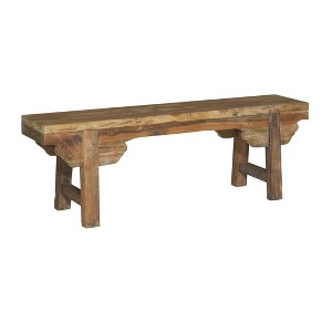 Ellen Mindi Wood Bench Brown - East at Main: Handcrafted, Traditional Design, No Assembly Required - 1 of 4