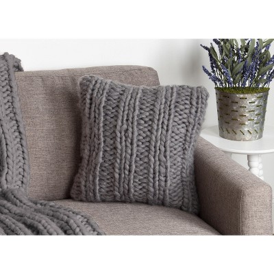 Gray Chunky Knit Acrylic Pillow Cover, 18x18