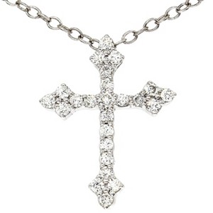 Pompeii3 1/4 Ct. Diamond Cross Pendant 10k White Gold Womens Necklace - 1 of 4