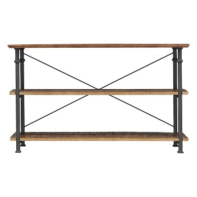 Homelegance Factory Collection Rustic Modern Wood Metal Sofa Table TV Stand Storage Shelf Console Unit Entertainment Center Stand, Black