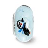 Black Bow Jewelry Fenton Sterling Silver Hand Painted Penguin Frolic Glass Bead Charm - 3 of 4