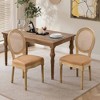 QingMoon French Style Dining Chairs Set of 2, Linen Fabric Kitchen Chairs, Farmhouse Country Accent Chairs with Rattan Back for Dining Room - 2 of 4