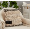 Saro Lifestyle Fringe Tufted Pillow - Down Filled, 20" Square, Black/White - 3 of 3