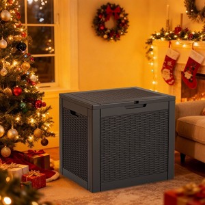 JIONJOY 30Gal Heavy-Duty Waterproof Deck Box w/Lockable Security Lid - UV Resistant Resin Storage - 1 of 4