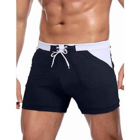 COOFANDY Men's Swimsuit Camo Quick Dry Mens Swimming Shorts Trunks with Pockets Black M