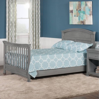Gray Pine Wood Full Size Bed Rails for Convertible Crib