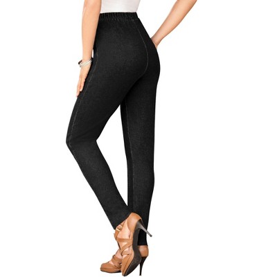 Roaman's Women's Plus Size Petite Slim Leg Comfort Stretch Jean - 22 WP, Black Denim