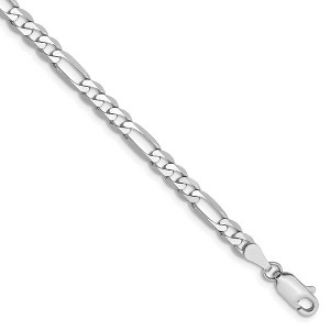 Black Bow Jewelry 4mm, 14k White Gold, Flat Figaro Chain Bracelet - 1 of 4