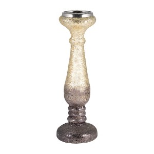 Glass Pillar Candle Holder with Glam Design - Elegant Taper Holder for Home & Office Decor - Sturdy & Stylish for Living Room & Bedroom - 1 of 4