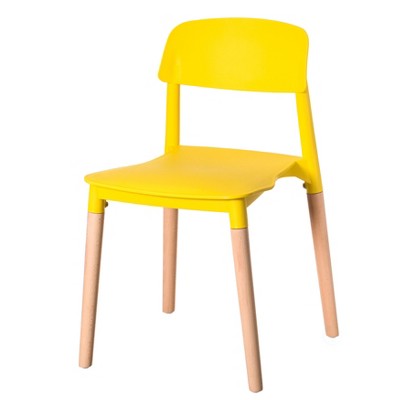 Fabulaxe Modern Plastic Dining Chair Open Back with Beech Wood Legs