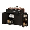 YOOCOZZ 47.2" Farmhouse Kitchen Island with Drop Leaf, Removable Side Racks, 2 Drawers, Rolling Cart+Towel Rack - 3 of 4