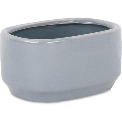 Cheung's Elegora Wide Curved Rectangular Straight Side Ceramic Pot - Small - Gray