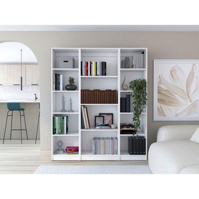 NicBex Bookcases for Home Office 3 Piece Bookcase Set 74.1" Wide Storage Cabinet Bookshelf with 14 Shelves for Living Room and Bedroom