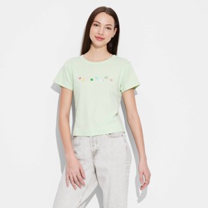 Women's St. Patrick's Day Lucky Charms Marshmallow Short Sleeve Graphic Baby T-Shirt - Green - 1 of 3
