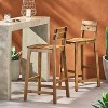 HDZNVF Set of 2 Acacia Wood Bar Stools, Teak finish - 4 of 4