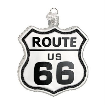 Old World Christmas Glass Blown Ornament, Historic Route Sign
