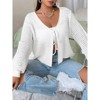Coolmee Women's Plus Size Cardigan Top Hollow Out Open Knit Sweater Ladies Tie Front Shrug - 2 of 3