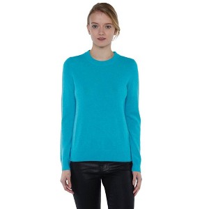 JENNIE LIU Women's 100% Pure Cashmere Long Sleeve Crew Neck Pullover Sweater - 1 of 3