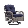 3-Piece Patio Seating Set,360° Swivel Wicker Rocker Patio Accent Chair Set Of 2,Square Table,Patio Chairs Outdoor With Cushion -Maison Boucle - 3 of 4