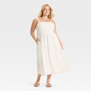 Women's Smocked Midi A-Line Dress - Ava & Viv™ - 1 of 3