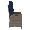 vidaXL Reclining Patio Bench with Cushions - Gray Poly Rattan Outdoor Garden Lounge - Adjustable Backrest & Removable Covers - 40.9"x23.2"x36.6" - 4 of 4