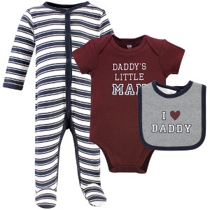 Hudson Baby Infant Boy Cotton Sleep and Play, Bodysuit and Bandana Bib Set, Boy Daddy - 1 of 4