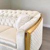84-Inch Velvet Luxury Chesterfield Sofa Set, 3-Seat Tufted Couch with Gold Stainless Steel Frame for Living Room - 2 of 4