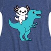 Girls' - Instant Message - Axolotl Riding A Dinosaur Fit & Flair Cap Sleeve Graphic Dress - 2 of 4