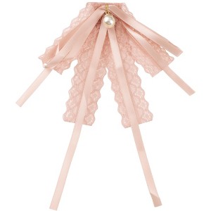 INSPIRE CHIC Women's Lace Pre-Tied Corsage Ribbon Bow Tie Brooches - 1 of 4