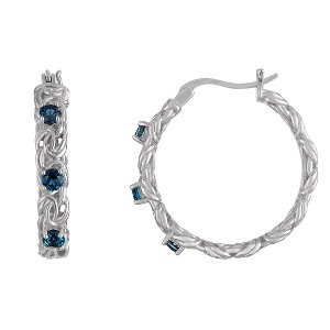 Designs By Gioelli Sterling Silver Gemstone Byzantine Hoop Earrings, Genuine, Lab Created - 1 of 2